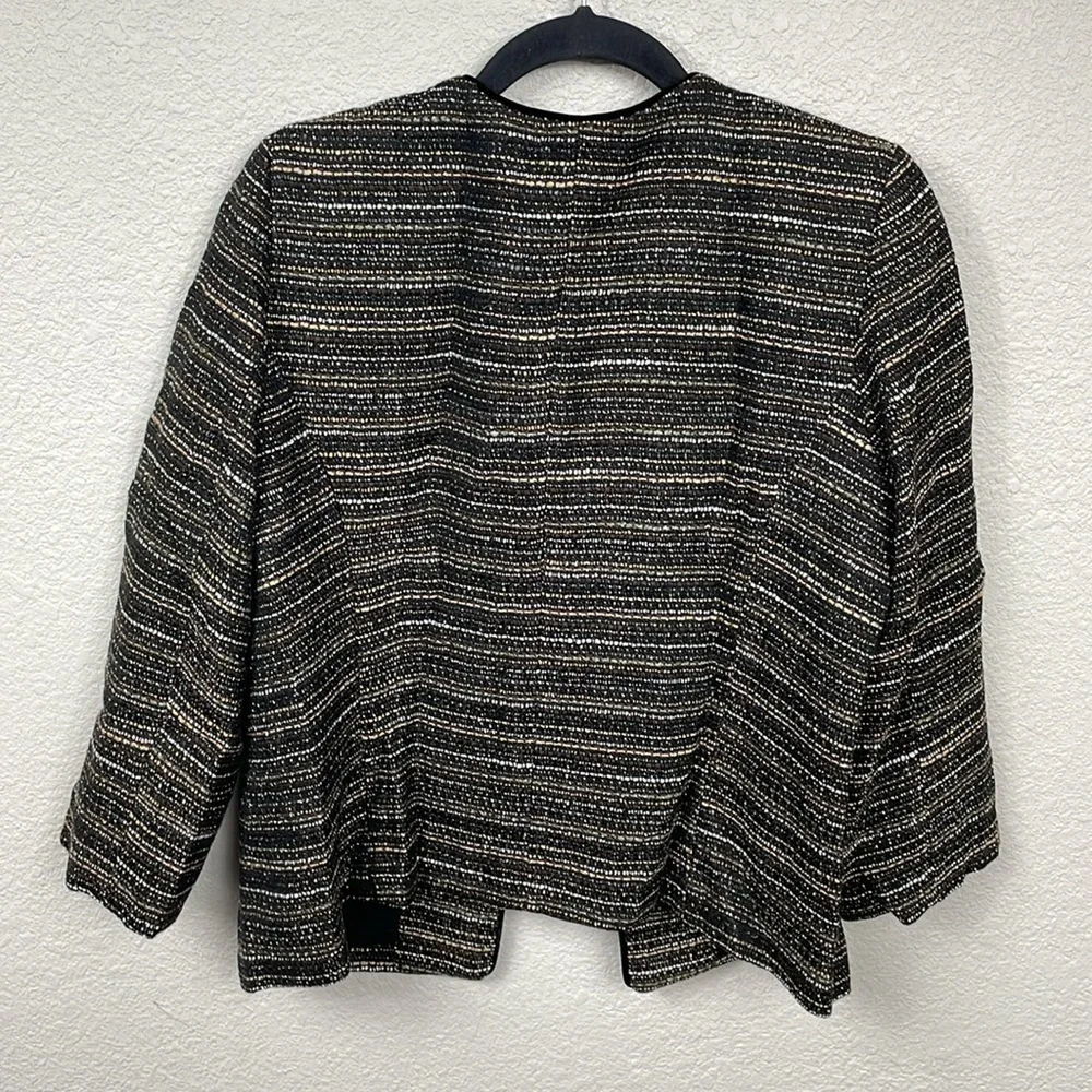 NWT Pleione Tweed Embellished Bellatrix Open Front Blazer Jacket Sz L